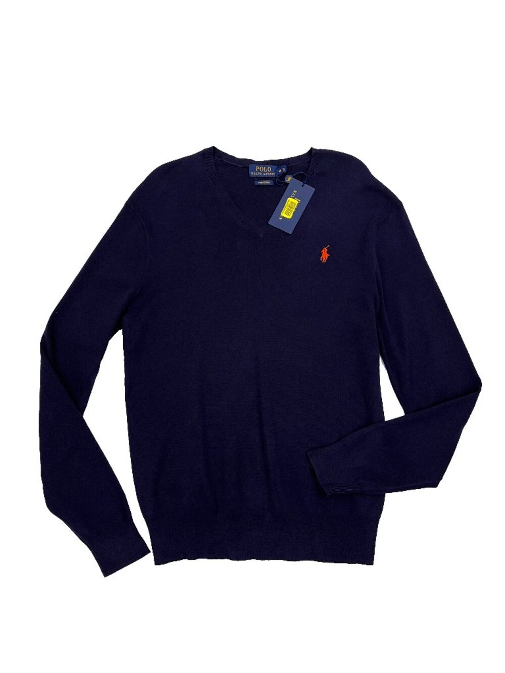 Polo Ralph Lauren NEW NWT Blue Cotton V-neck Lightweight Sweater Shirt Mens M